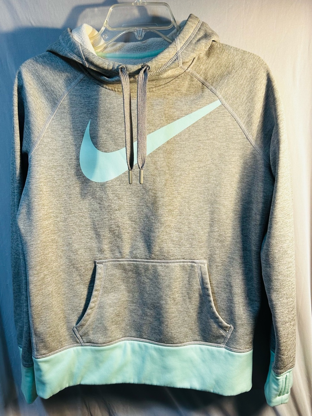 Nike Grey Hoodie with Mint Swoosh Accent